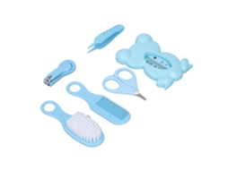 Primerox kit de Cuidados com Bebês 6 Itens Escova Pente Cortador de Unhas Termômetro Azul