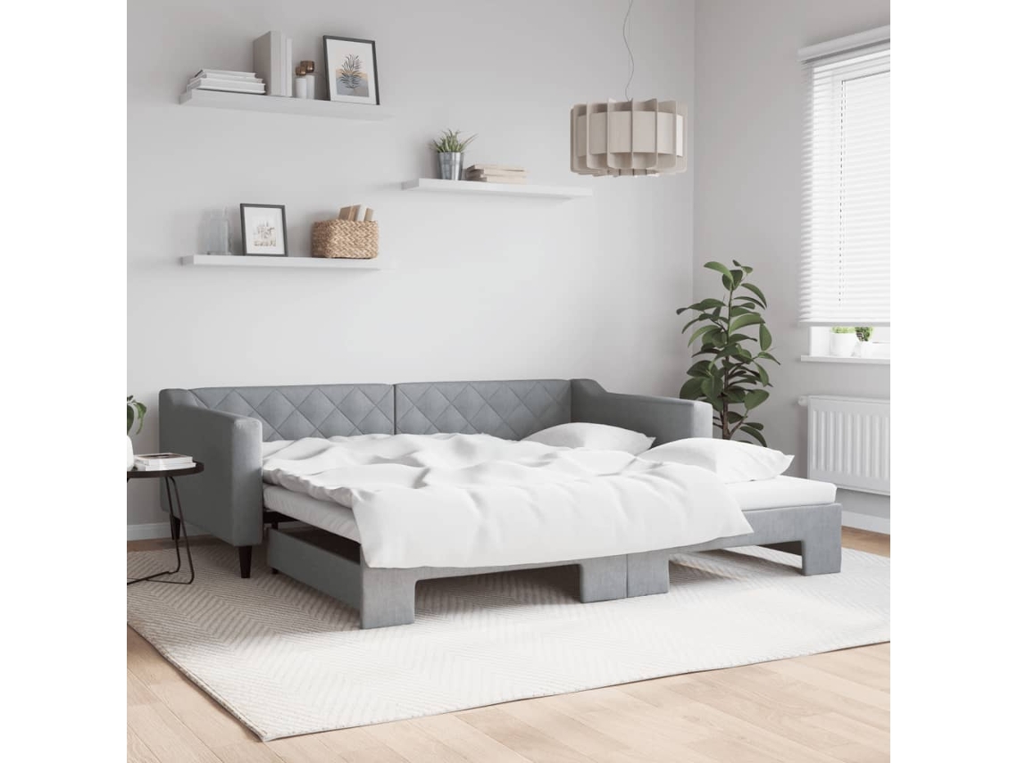 Vidaxl Sofá-cama Com Gavetão 100x200 Cm Tecido Cinzento-claro