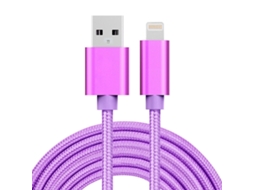 Cabo Usb de 3m 3a com Cabeça de Metal Tecido 8 Pin para Dados e Carregamento Roxo XIAOMOYU