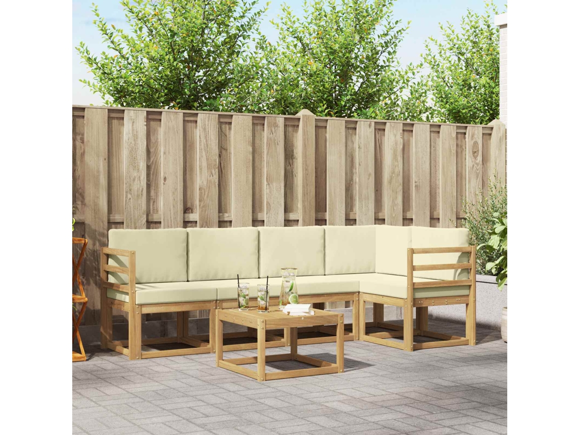 Vidaxl Conjunto De Sofás Para Exterior 6 Unid. Branco E Creme