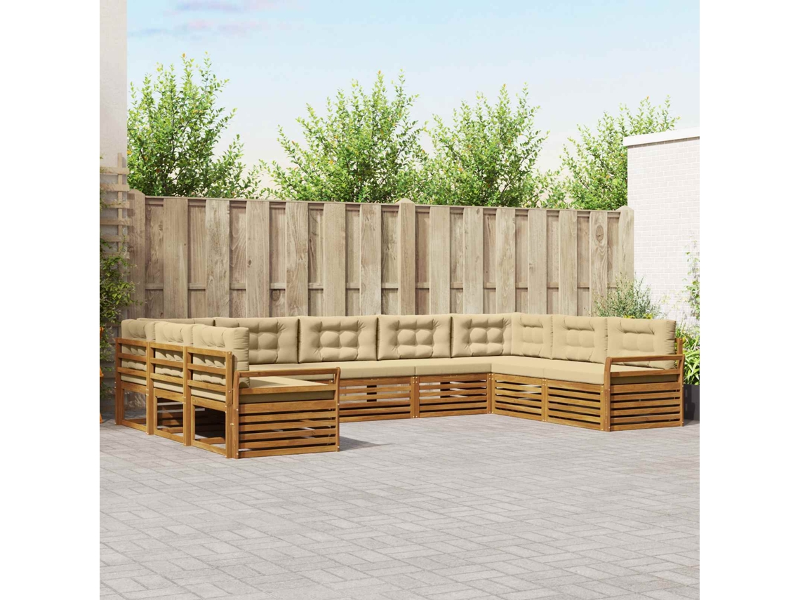 Vidaxl Conjunto De Sofás Para Exterior 9 Unid. Natural E Bege