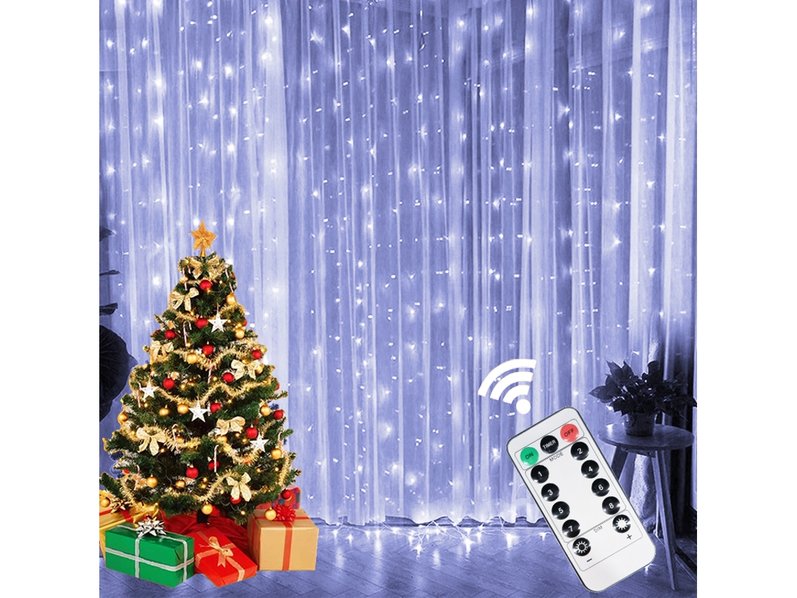 Cortina De Luz Led (luz Branca 6x1m), Com Plugue Usb E Controle Remoto, 8 Modos De Iluminação.