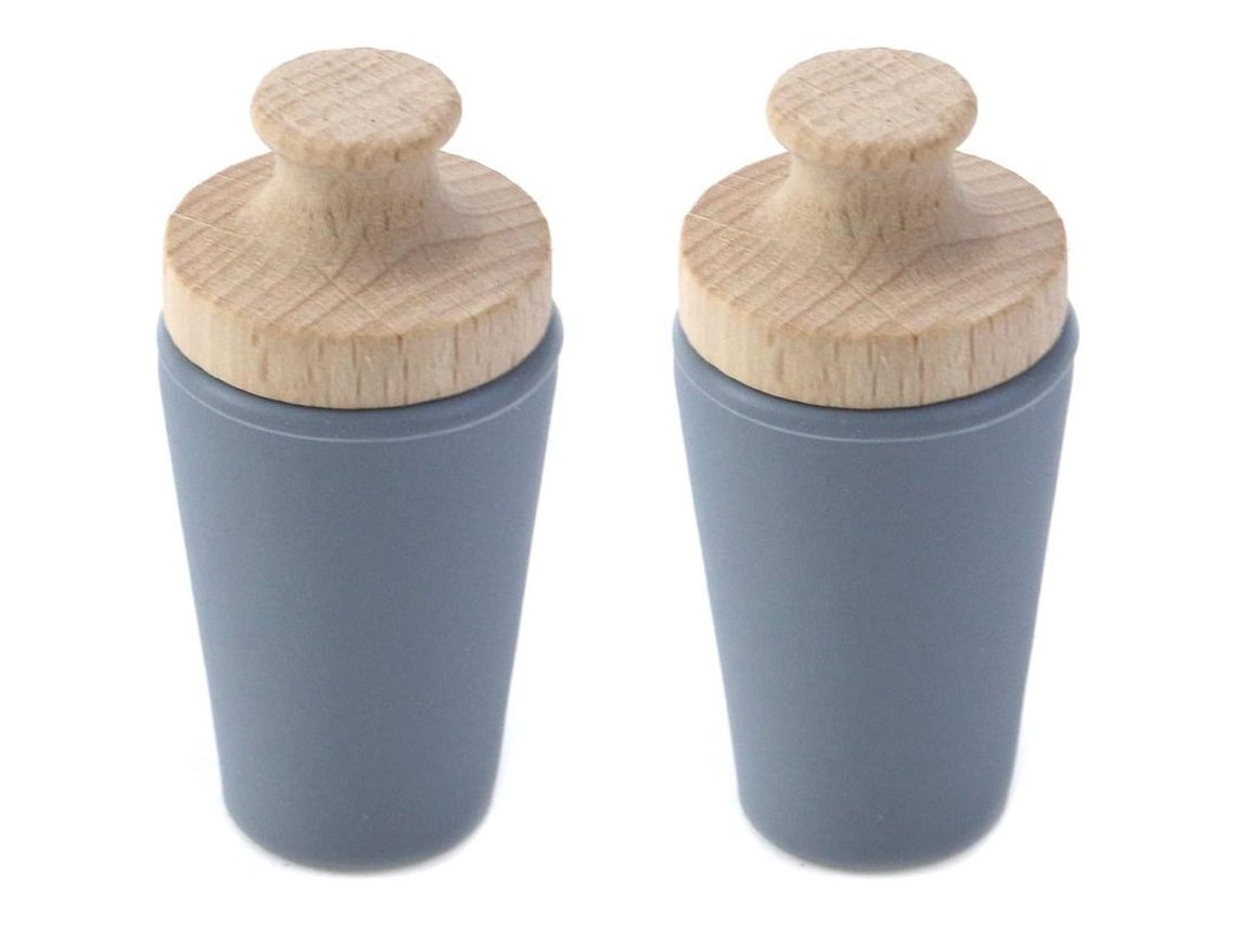 2 unidades de rolhas de madeira maciça, silicone reutilizável, para vinhos e bebidas | S/MARCA