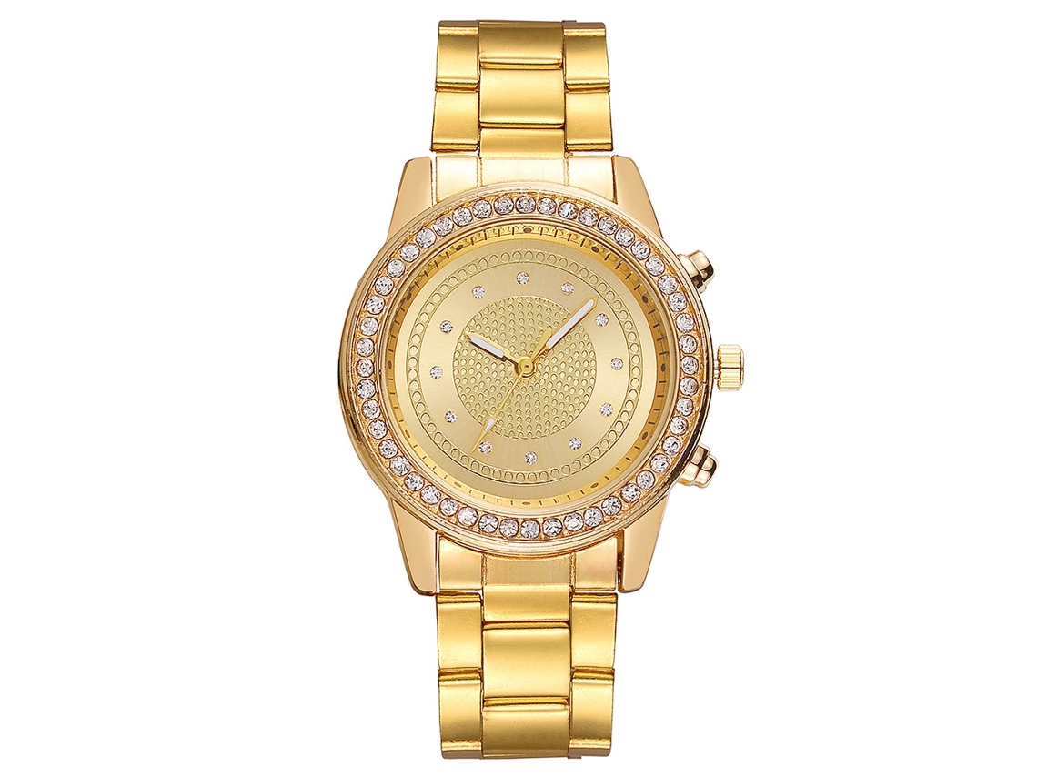 Relógio de Pulso Feminino Vansvar de Moda Casual Quartzo com Strass Ouro