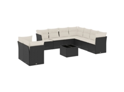 Maison Exclusive - 10 Pcs Conjunto Sofás De Jardim C/ Almofadões Vime Pe Preto