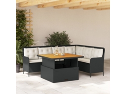 Vidaxl 2 Pcs Conjunto Sofás de Jardim com Almofadões Vime Pe Preto