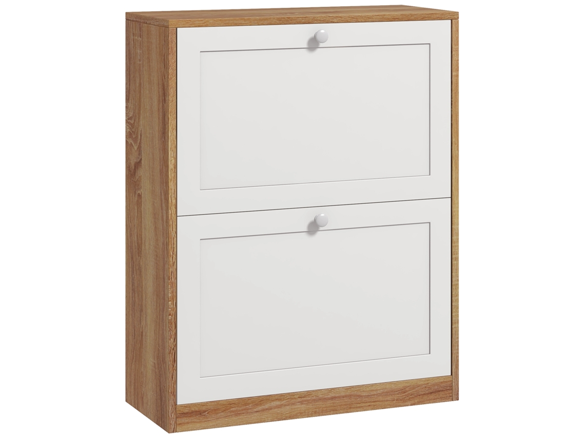 Sapateira CHEZMOI para 12 pares com 2 gavetas basculantes e prateleiras ajustáveis (60x24,5x75,5cm) em branco