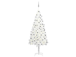 Vidaxl Árvore Natal Artificial Pré-iluminada C/ Bolas 210 Cm Branco