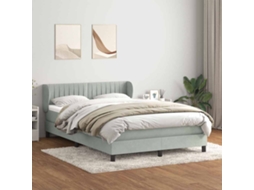 Vidaxl Cama Com Molas/colchão 160x210 Cm Veludo Cinzento-claro
