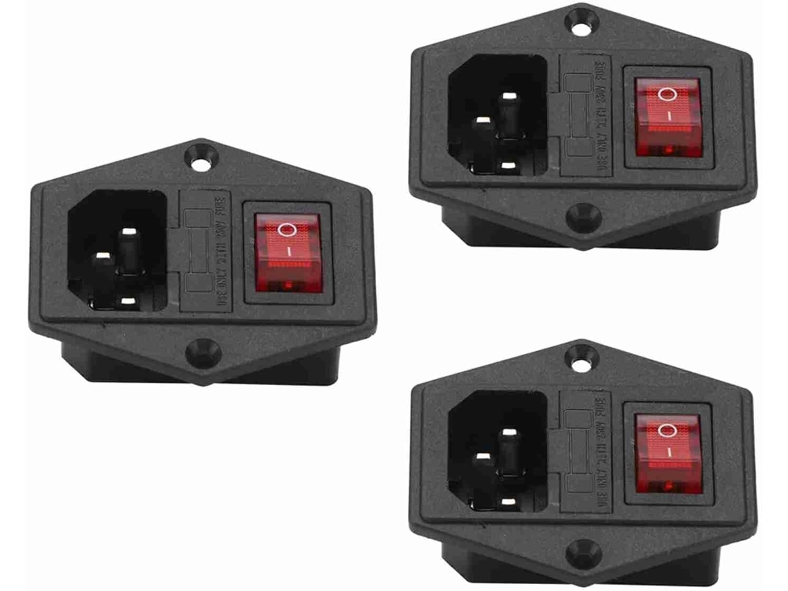 Tomada Elétrica Ca Com Interruptor De 4 Pinos E Fusível Integrado.