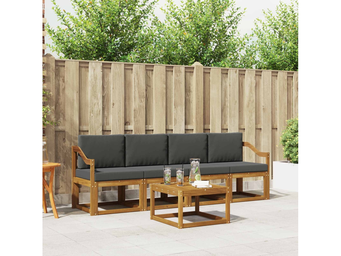 Vidaxl Conjunto De Sofás Para Exterior 5 Unid. Natural E Antracite