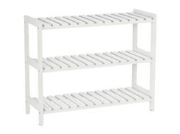 Sapateira De Madeira De 3 Níveis Para Até 9 Pares De Sapatos Para Entrada Corredor Dormitório 70x26x57,5cm Branco