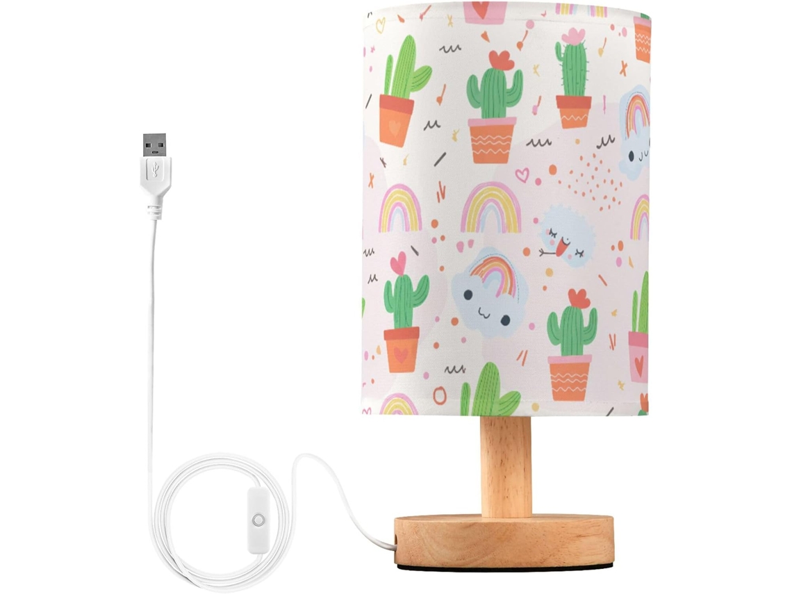 Abajur De Cabeceira Em Formato Cacto Com Entrada Usb, Sem Necessidade De Lâmpada, Luz Led Quente Para Quarto, Sala De