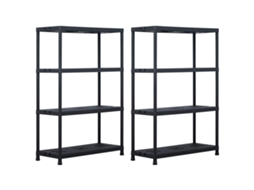 Conjunto 2 Storage Shelf, Storage Shelves Vidaxl Preto Plástico (90 X 40 X 138 Cm)