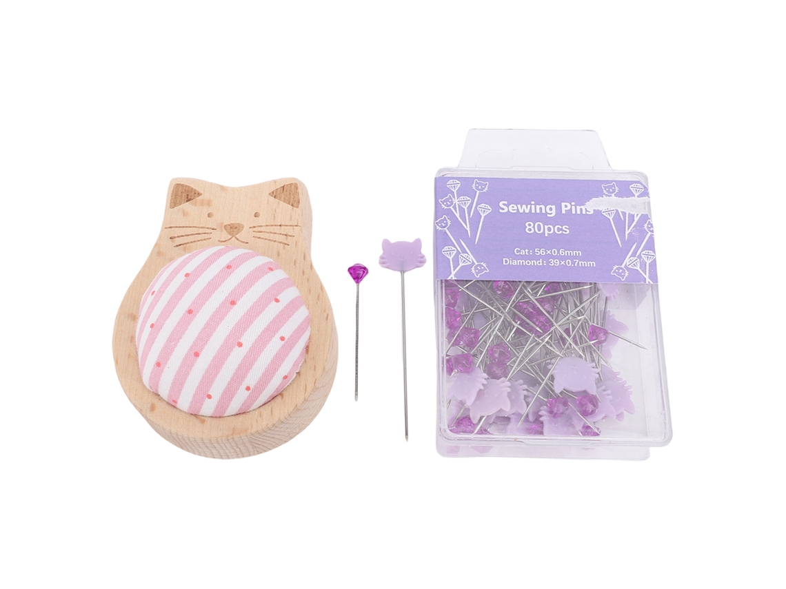 80 Alfinetes De Costura Retos Largos Com Strass E Cabeça De Gato Para Projetos De Artesanato E Patchwork