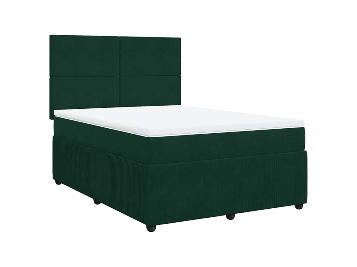 Cama com Molas/colchão 140x190 Cm Veludo Verde escuro MAISON EXCLUSIVE