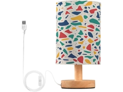 Abajur De Cabeceira Em Terrazzo Para Quarto, Con Portas De Carregegamento Usb C, Luminária De Mesa Cabeceira, Luminária De