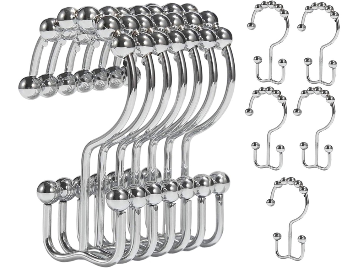 Ganchos De Metal Para Chuveiro, 12 Unidades, Suportes Duplos Cortina.