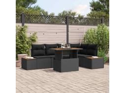 Vidaxl Conjunto De Sofá De Jardim 6 Unid. Preto Rattan Sintético