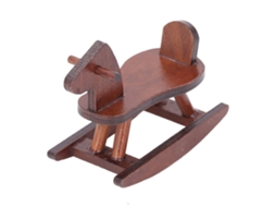 Mali cavalo de Madeira Balançante Miniatura Casa de Bonecas 1:12 Acessório Marrom 7,5x5,6x3,6cm