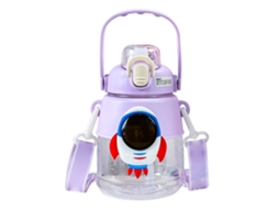 Garrafa de Água Infantil 1200ml Roxa com Canudo