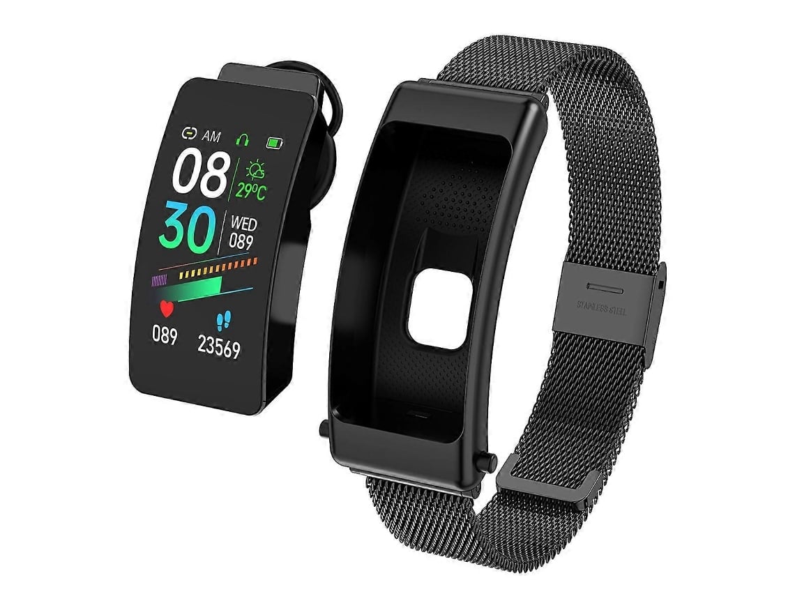 Smartwatch K50 de 1,08 polegadas com pulseira de aço e fones de ouvido removíveis, à prova d'água IP67 e compatível com chamadas Bluetooth VONKELIOS