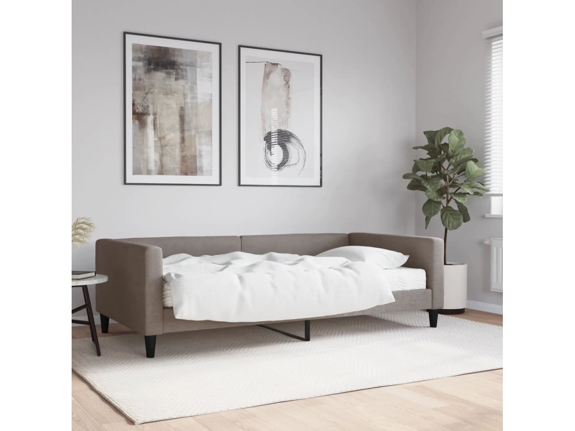 Vidaxl Sofá-cama Com Colchão 100x200 Cm Tecido Cinzento-acastanhado