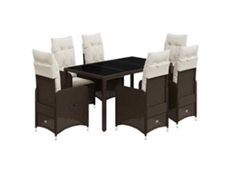 Conjunto de 7 Bistrôs de Jardim com Almofadões Vime Pe Castanho MAISON EXCLUSIVE