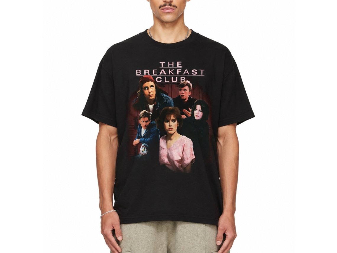 Rockinstone Breakfast Club Movie Group Photo Lockers Black Adult T-shirt Size:m