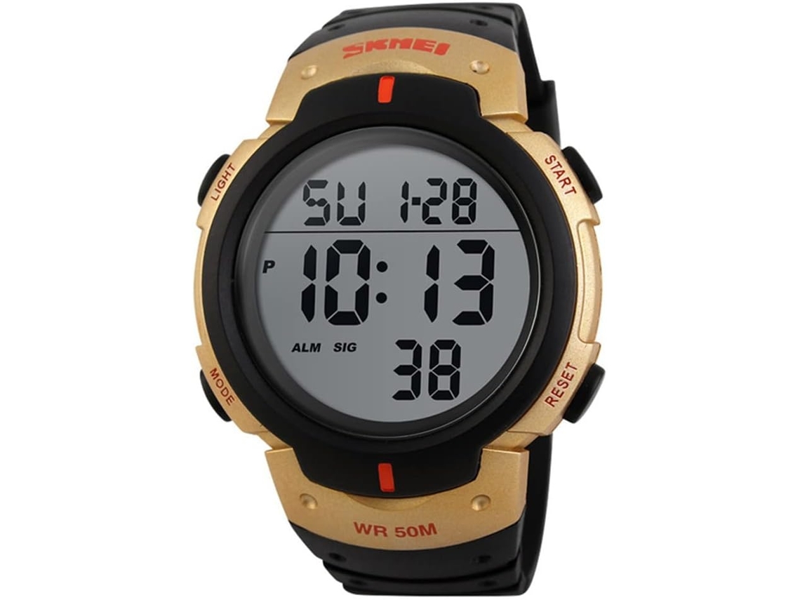 Lurelia Relógio Digital Masculino, Visor Digital, Alarme, 15 Mm, Resistente À Água 50m
