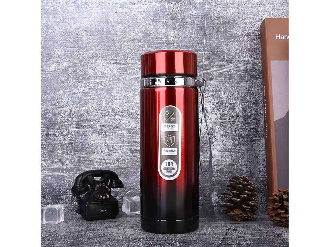Copo Térmico Portátil De Aço Inoxidável Com Boca Grande E Alça Para Viagens De Negócios E Escritório, Vermelho 1000ml Brilvibera