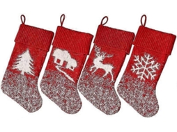 Pacote Com 4 Meias De Natal Decorativas, Sacos De Doces Para Presente De Natal, Meias Penduradas Para Árvore. Loja Olysi