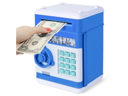 Cofrinho Eletrônico Porco Mini Atm com Senha Automática, Presente para Crianças 4 11 Anos, Azul