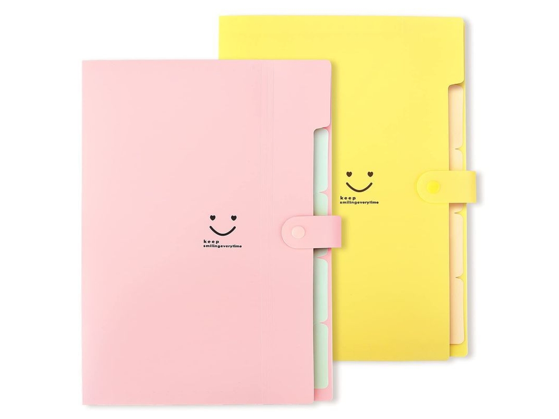 2026rebe carpetas Expandíveis com Bolsos Tamanho Carta, 2 Pacotes (rosa, Amarelo)