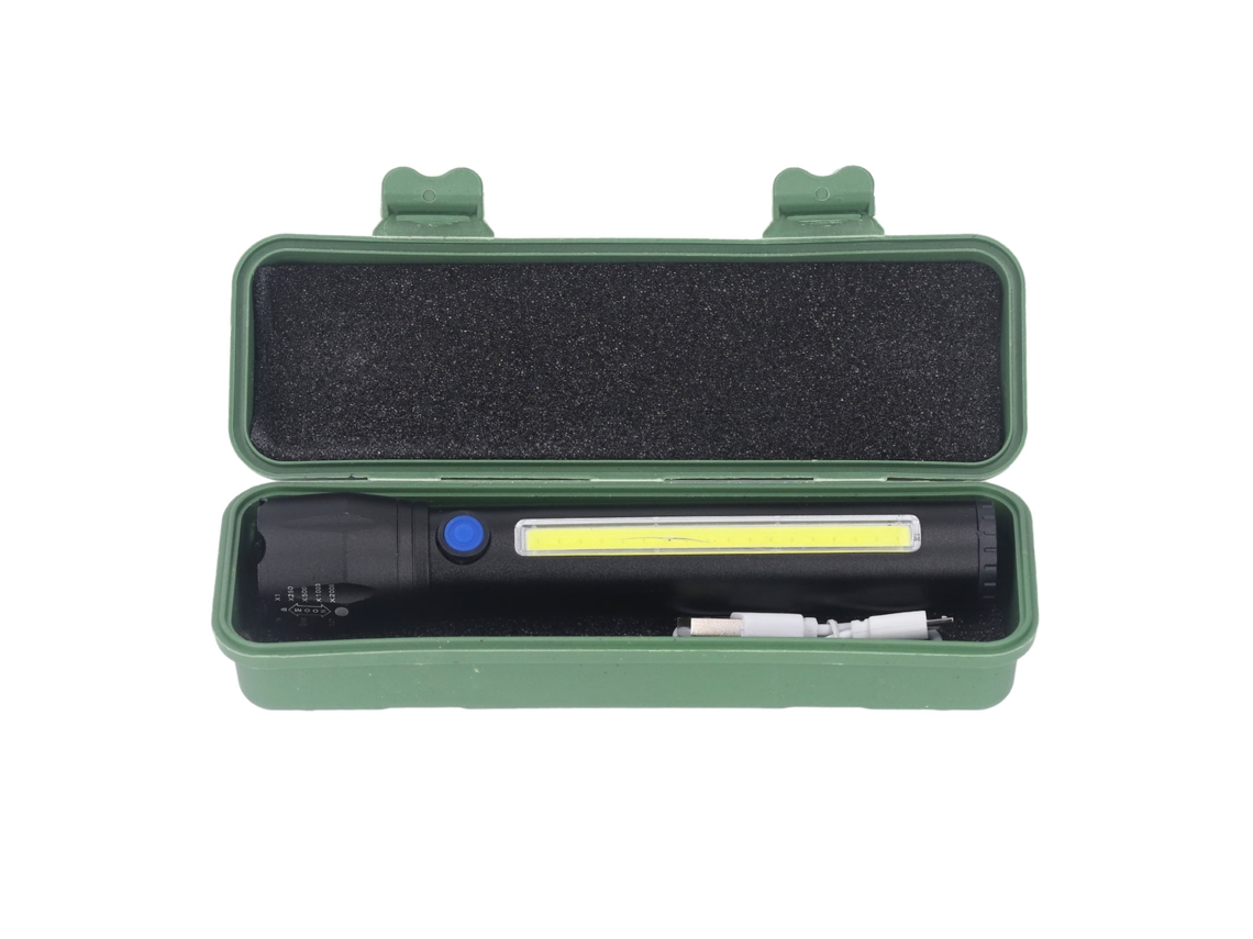 Lanterna Led Externa Recarregável USB Cob com Zoom Telescópico e 3 Modos S/MARCA