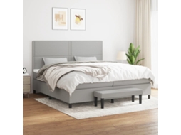 Vidaxl Cama Com Molas/colchão 200x200 Cm Tecido Cinza-claro