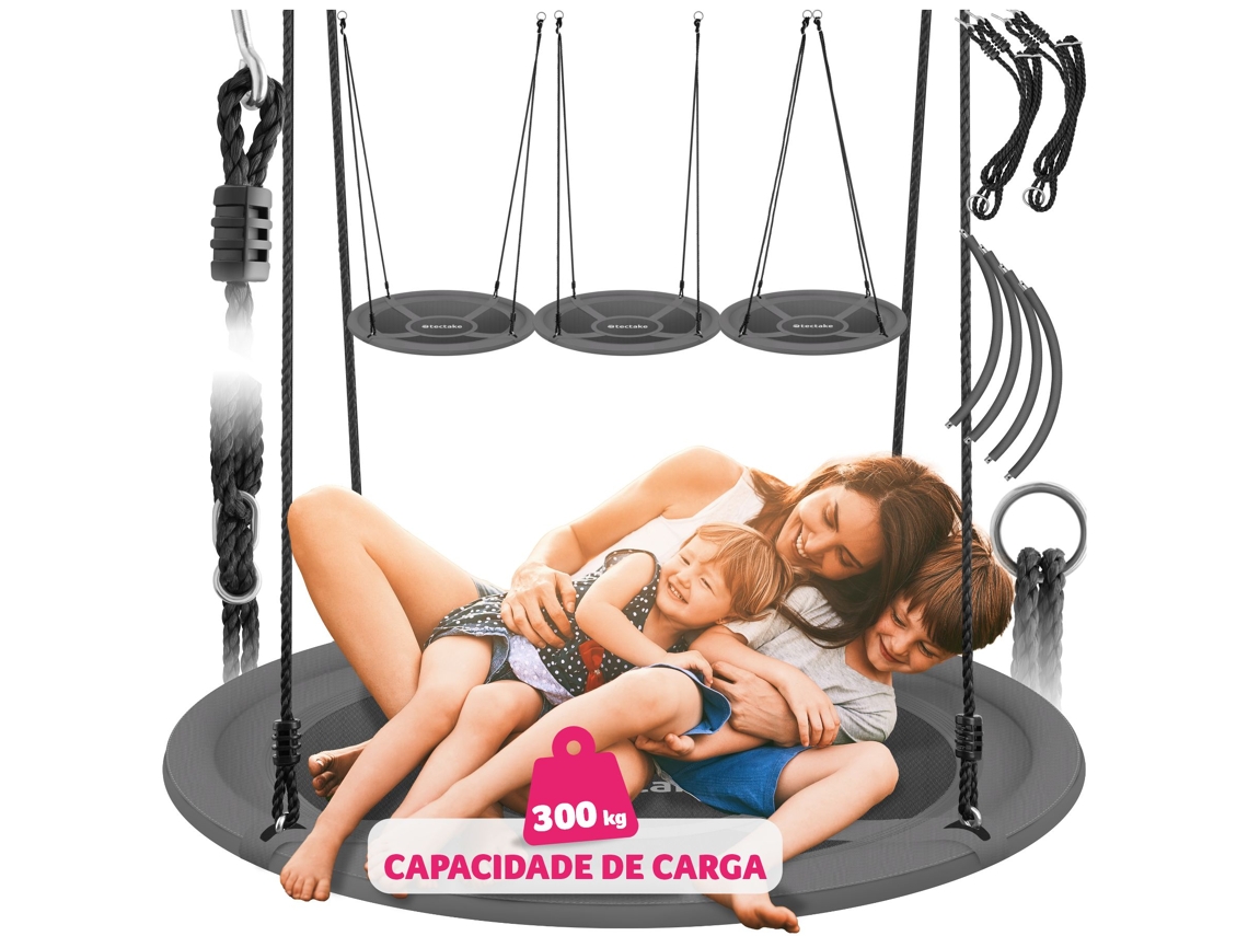Tectake Balanço Tipo Ninho Swayer, Ajustável Em Altura, Para Interior E Exterior, Cinzento/preto