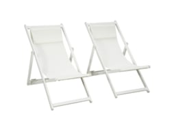 Espreguiçadeiras Dobráveis Alumínio e Textilene Cor Branco 58x96,5x91,5 cm Outsunny