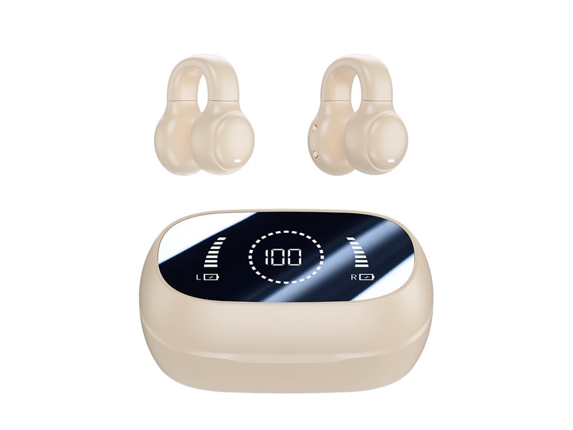 Fone de Ouvido Bluetooth JIAPEI Sem Fio Aberto para Corrida e Fitness (bege)