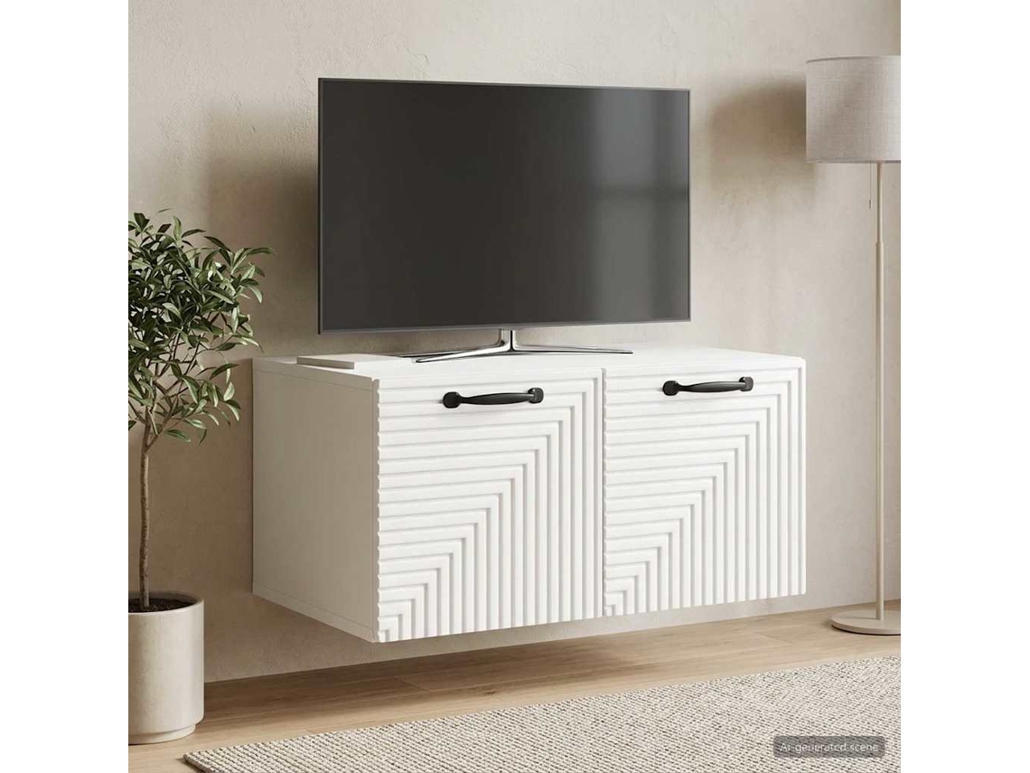 Vidaxl Gabinete De Tv De Parede Branco Brilhante 59,5 X 41 X 30 Cm