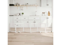 Vidaxl Portão P/ Cães Com Porta Dobrável 6 Painéis 300 Cm Abeto Branco
