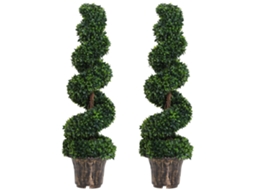 Vaso de Plantas Artificiais Buxo Espiral 32x120cm Verde para Interiores e Exteriores BTFORUS