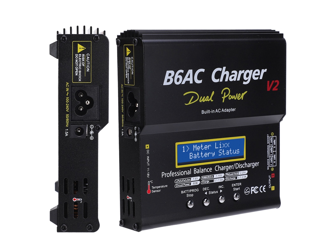 Carregador Descarregador Equilibrado Inteligente De Liga De Alumínio 80w 7a B6ac V2 Preto Plug Us 110v Com Cabo De Carga