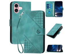 Capa Em Couro Pu Para Apple Iphone 16 - Azul Bebé