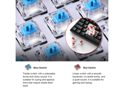 Teclado Mecânico Com Fio Usb De 61 Teclas Outemu, Retroiluminação Led, Interruptor Vermelho/azul, Hot Swap