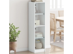 Aparador alto con puertas de cristal 35x37x142 cm Blanco