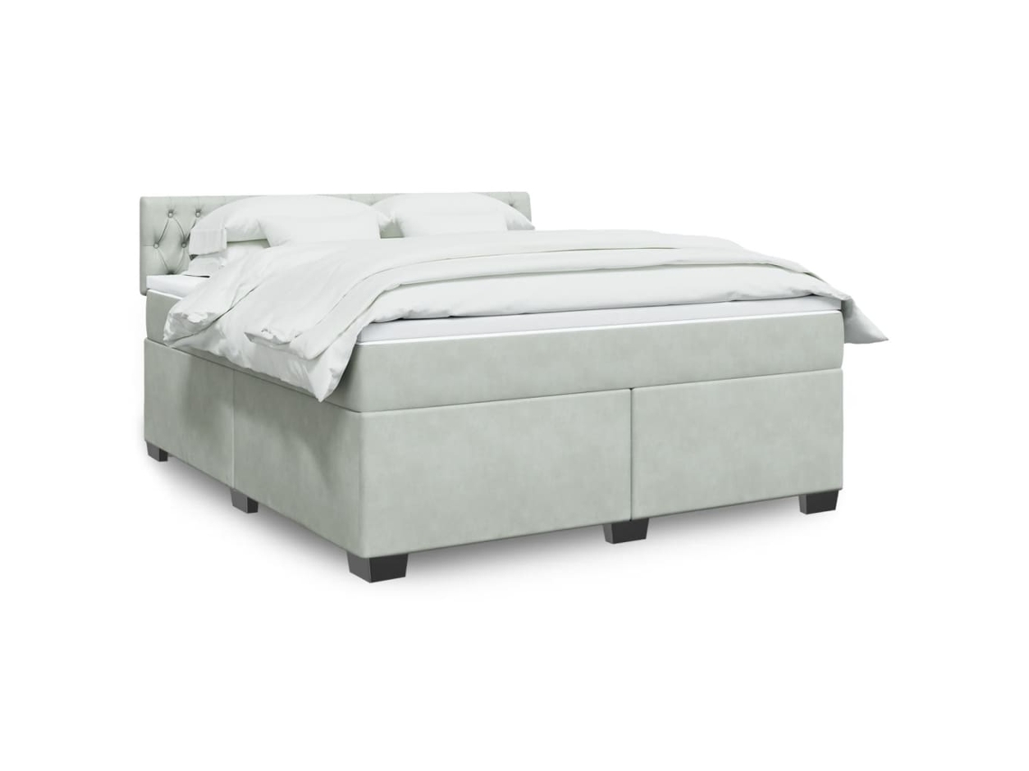 Vidaxl Cama com Molas/colchão 180x200 Cm Veludo Cinzento claro