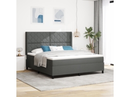 Cama Box Com Colchão E Led Cinza Escuro 180x200 Cm Tecido