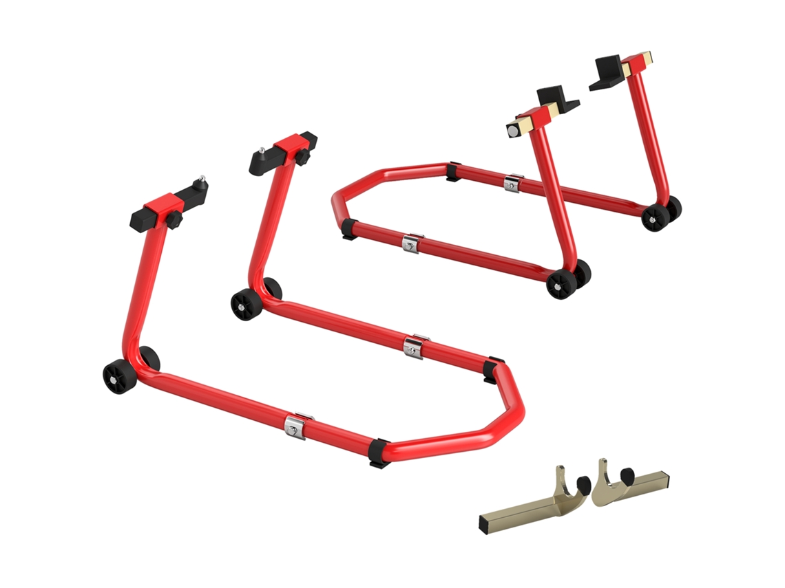 Suporte de Combinado Roda Dianteira e Traseira Carga de Motocicleta 390 Kg com Você e Adaptadores de Garfo L Rodas