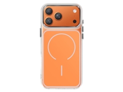 Capa Magsafe Para Iphone 17 Pro, Proteção Bimaterial Ultra Reforçada, Laranja.